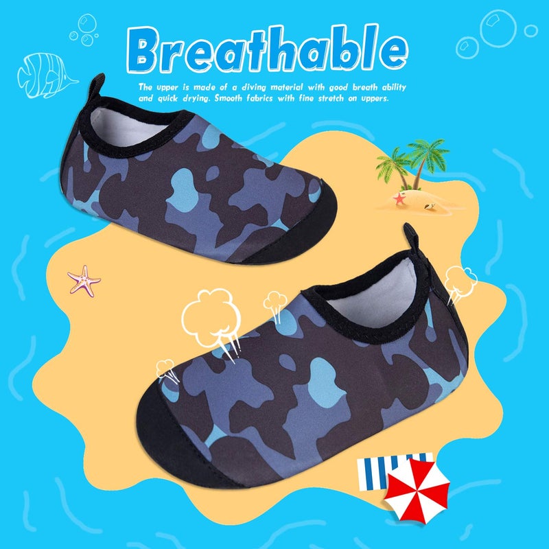 WateLves Kids Water Shoes Toddler Girls Boys Barefoot Non-Slip Quick Dry Aqua Socks for Beach Swim Walking (Camouflage Black, 32/33) - Image 2